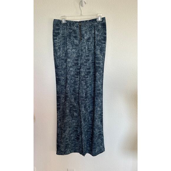 BCBGMaxazria Landon High Waisted Crosshatched Design Wide Leg & Cropped Pants -S - Picture 1 of 6